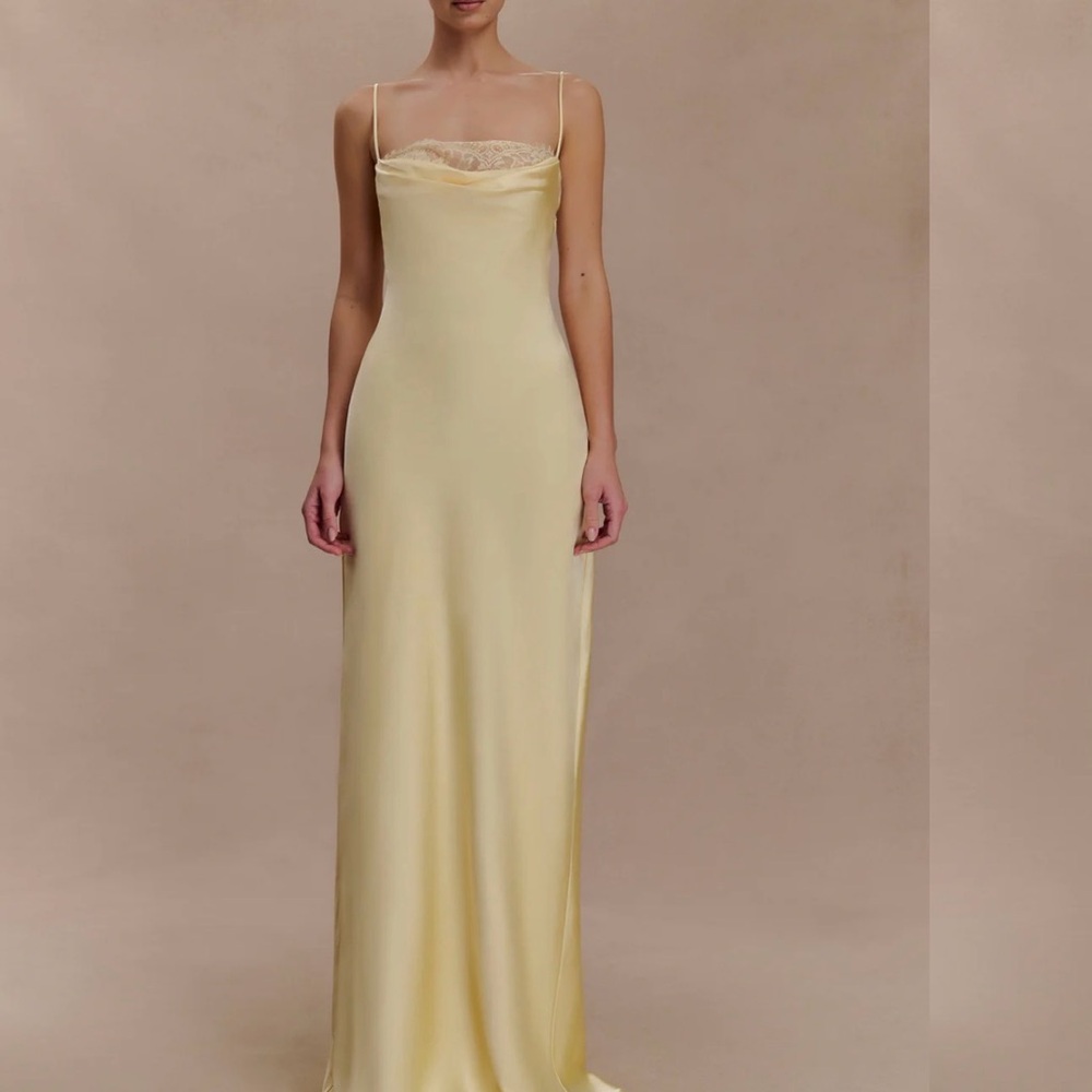 Meshki Isadora Light Yellow Satin Dress